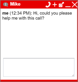 The chat window in Call Centre