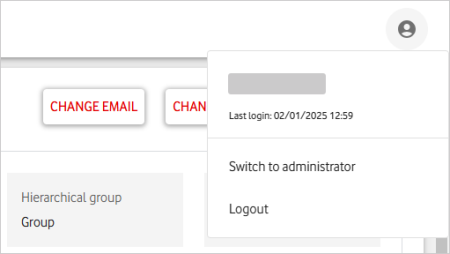 Screenshot of the user view when selected by an administrator