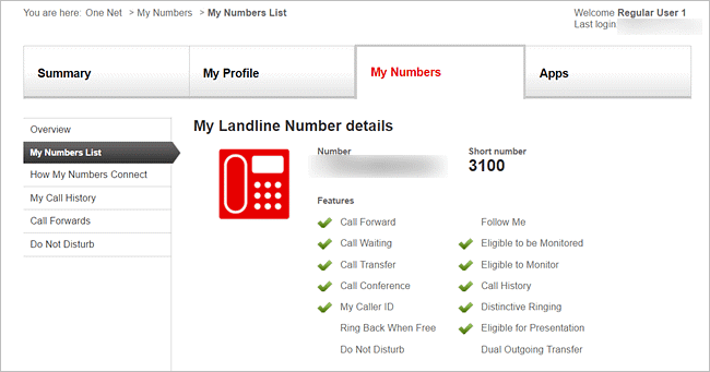 Screenshot showing details of a phone number
